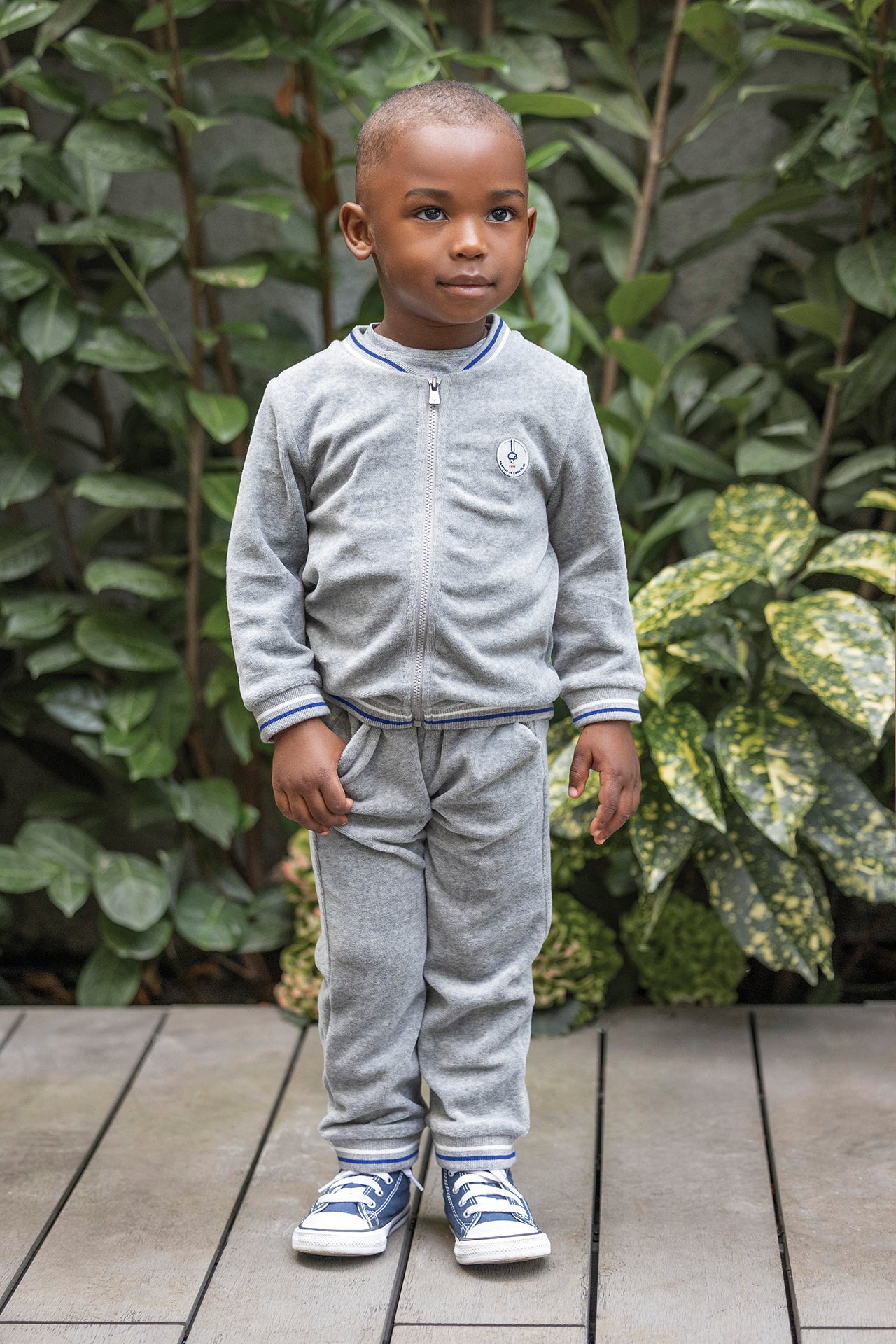 Outfit Jogging suit - Grey Velvet boy | Tartine et Chocolat
