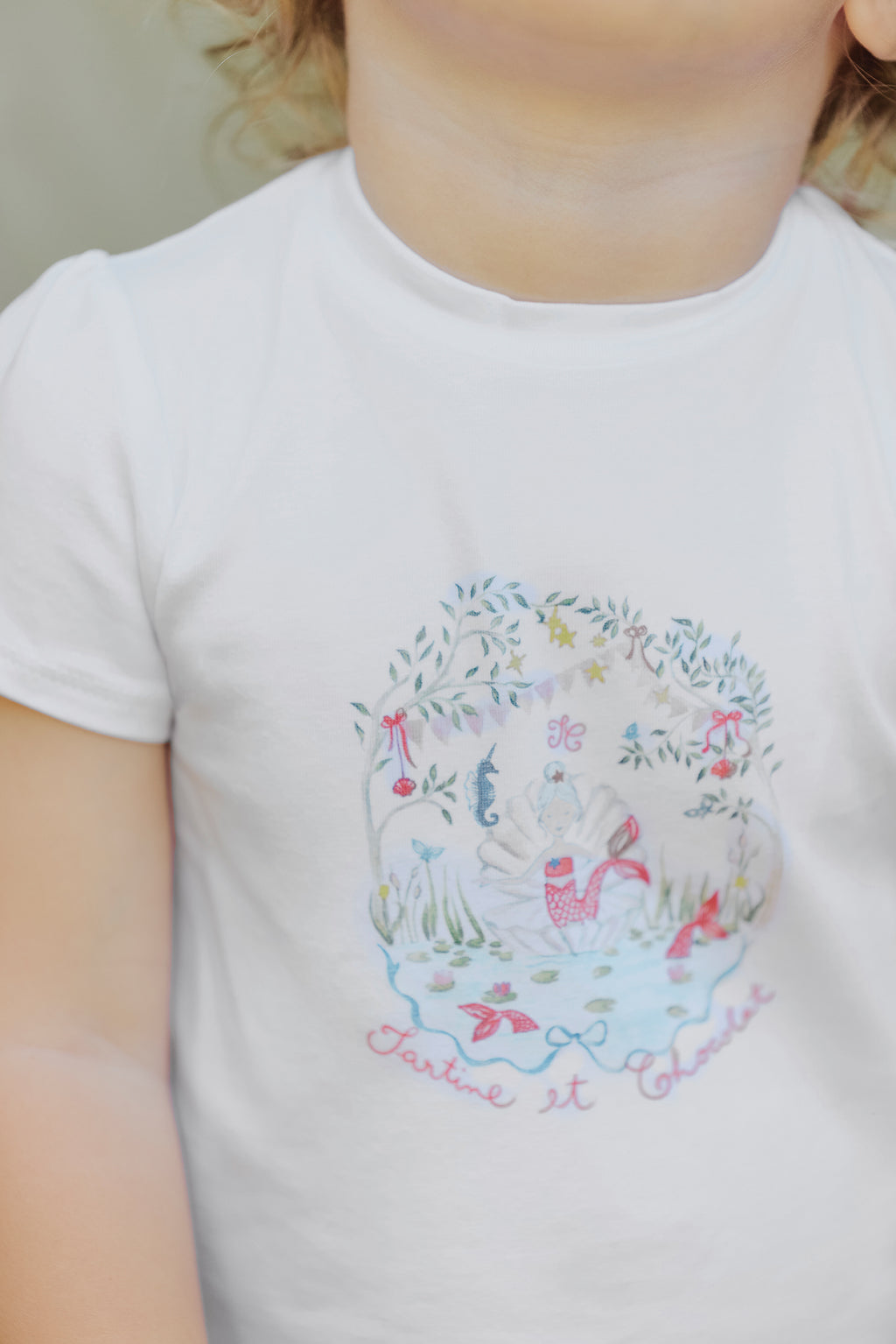 T-shirt - Blanc illustration trésor d'été