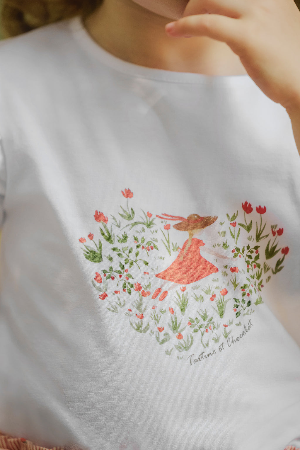 T-shirt - Blanc illustration cœur fleuri