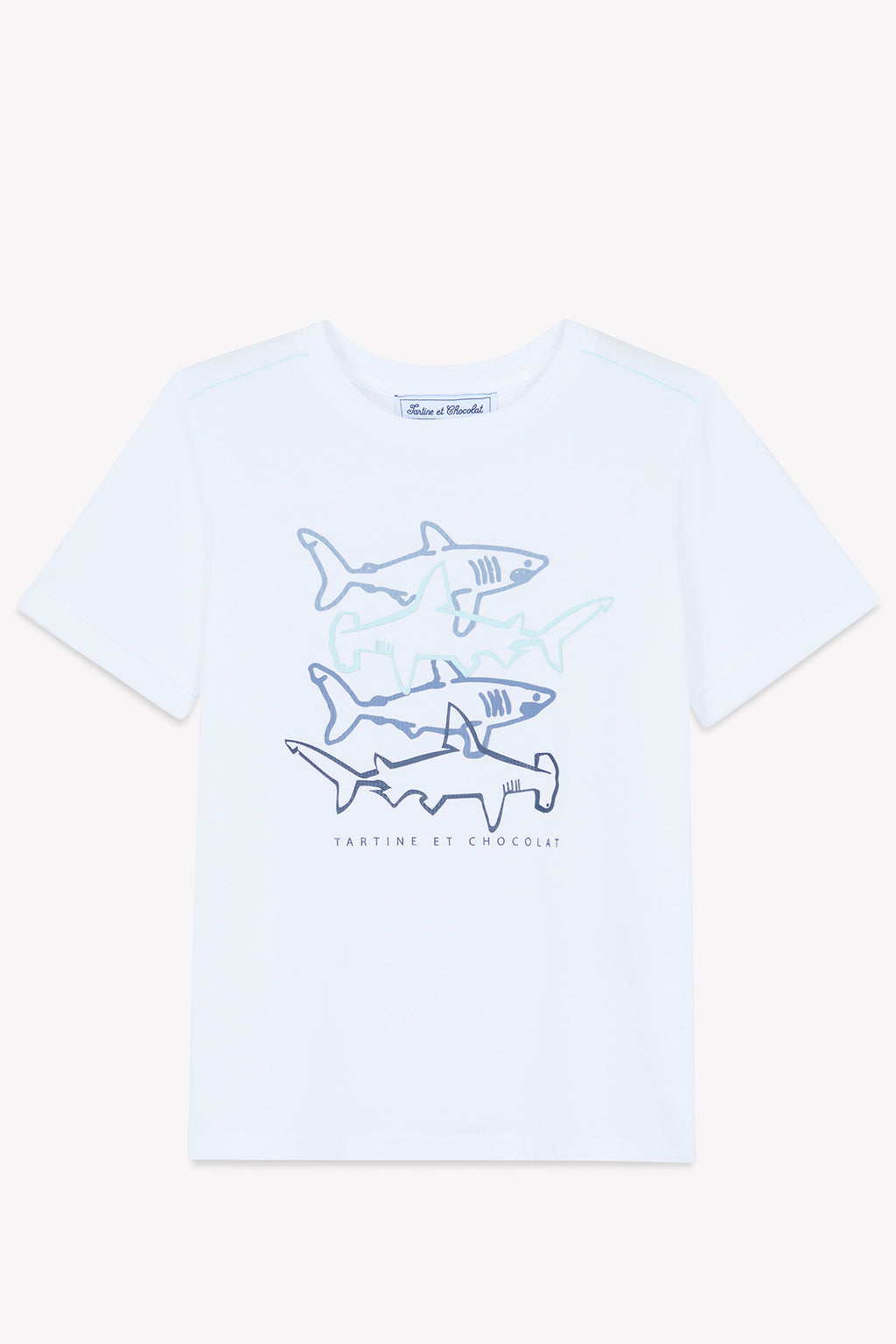 T-shirt - Blanc illustration requins