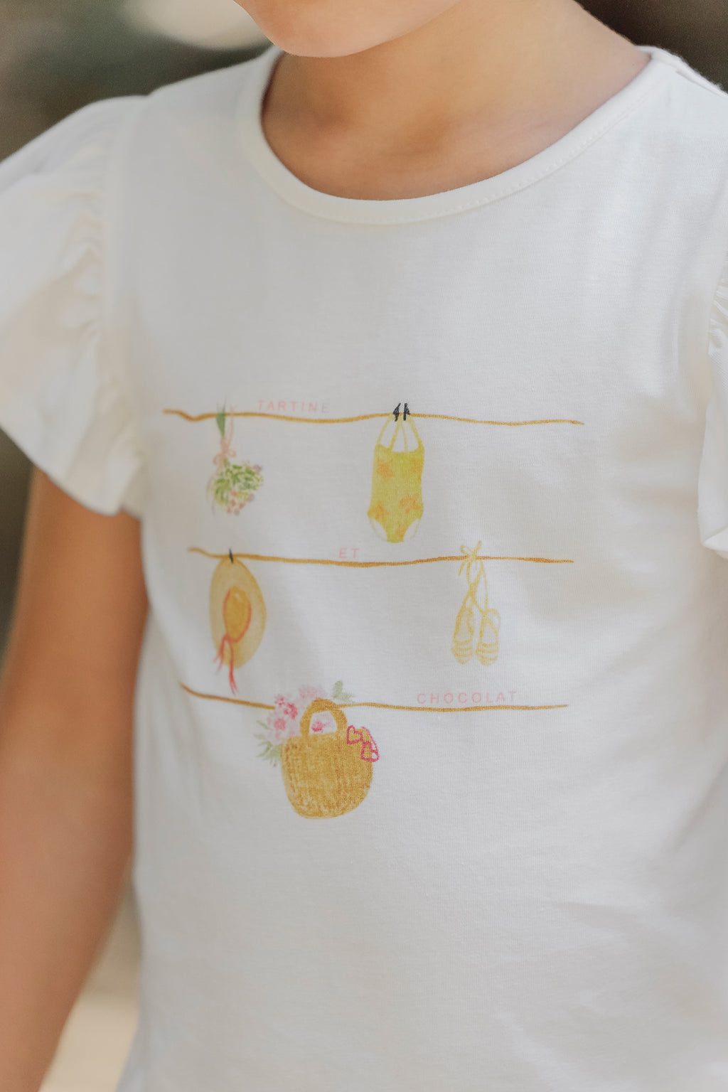 T -Shirt - Ecru Illustration Sommergarten