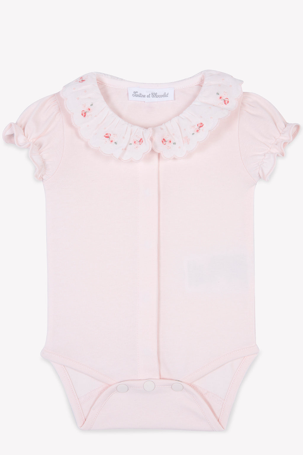 Body - Rose pâle col broderie fleurie