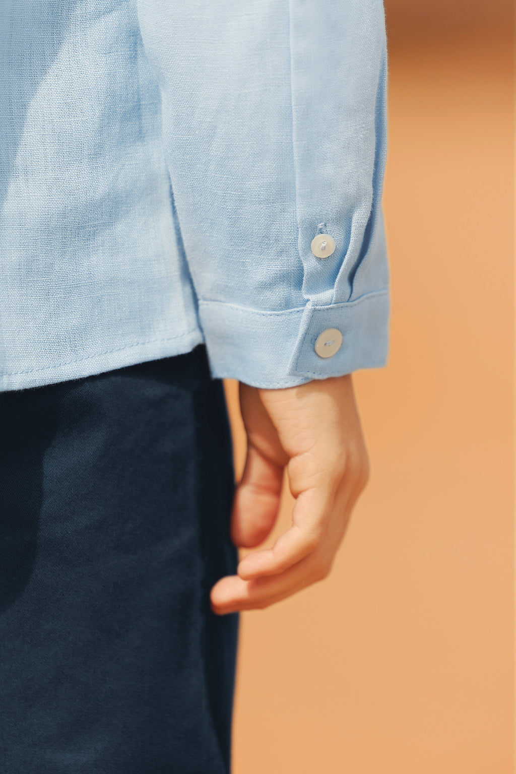 Shirt - Blue Greye Linen Mao collar