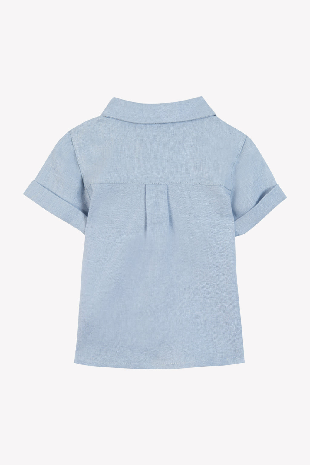 Chemise - Bleu grisé lin manches courtes