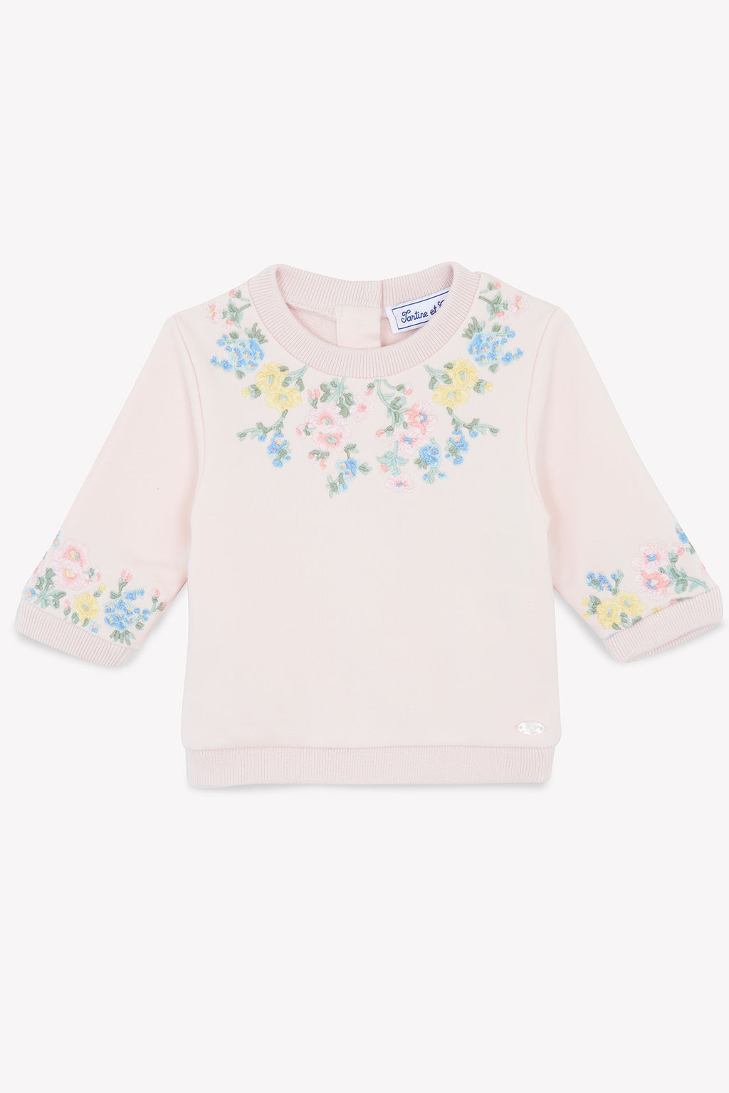 Sweatshirt - Blassrosa Stickerei blumig