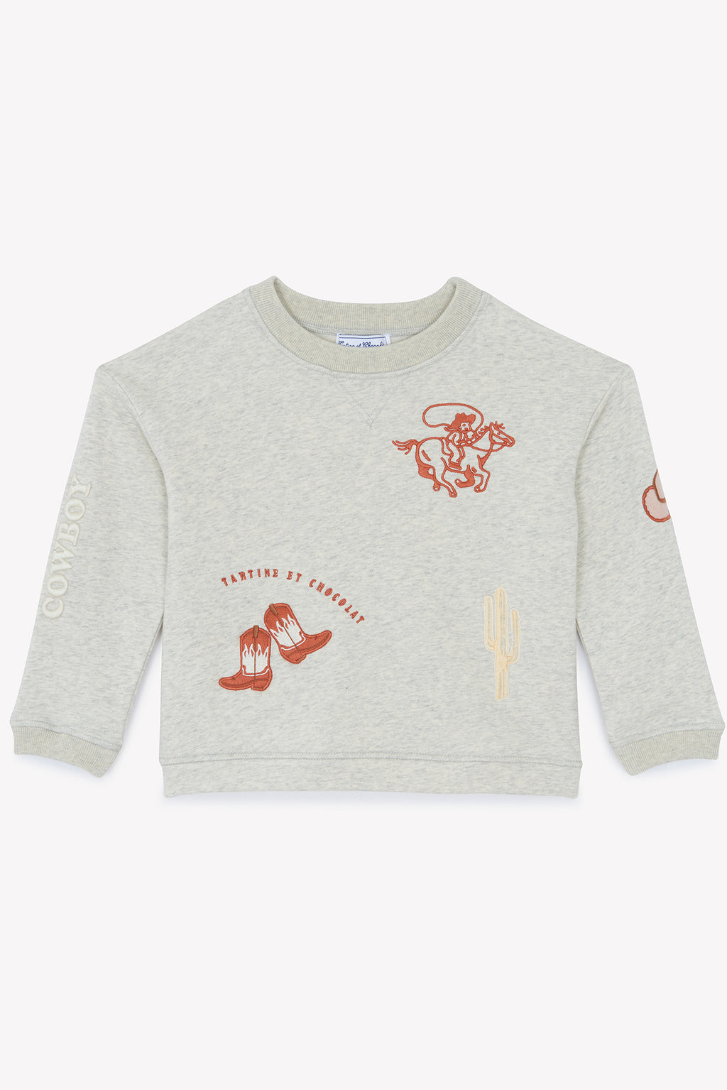 Sweatshirt - Grau China Illustration Cowboy