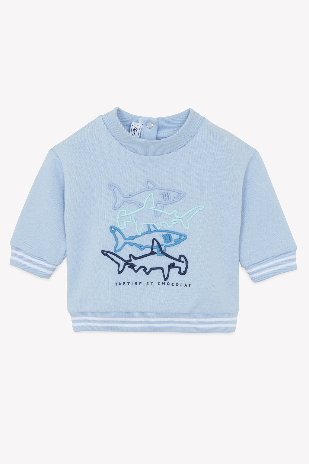 Sweat - Bleu lavé illustration requins