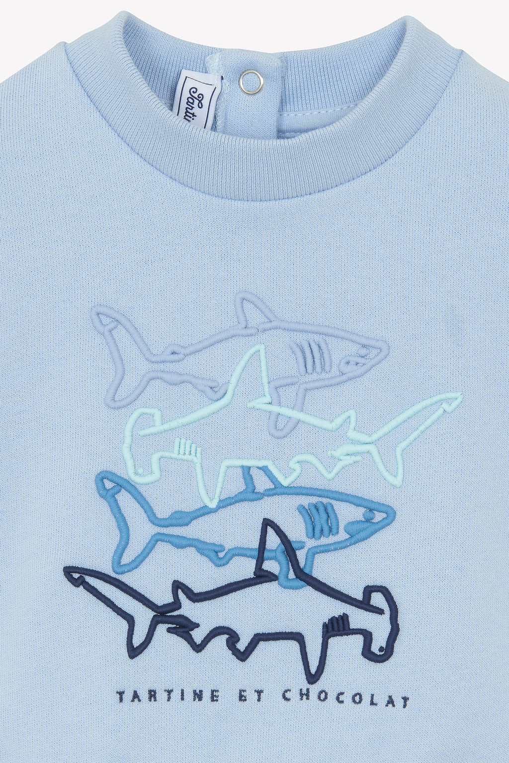 Sweat - Bleu lavé illustration requins