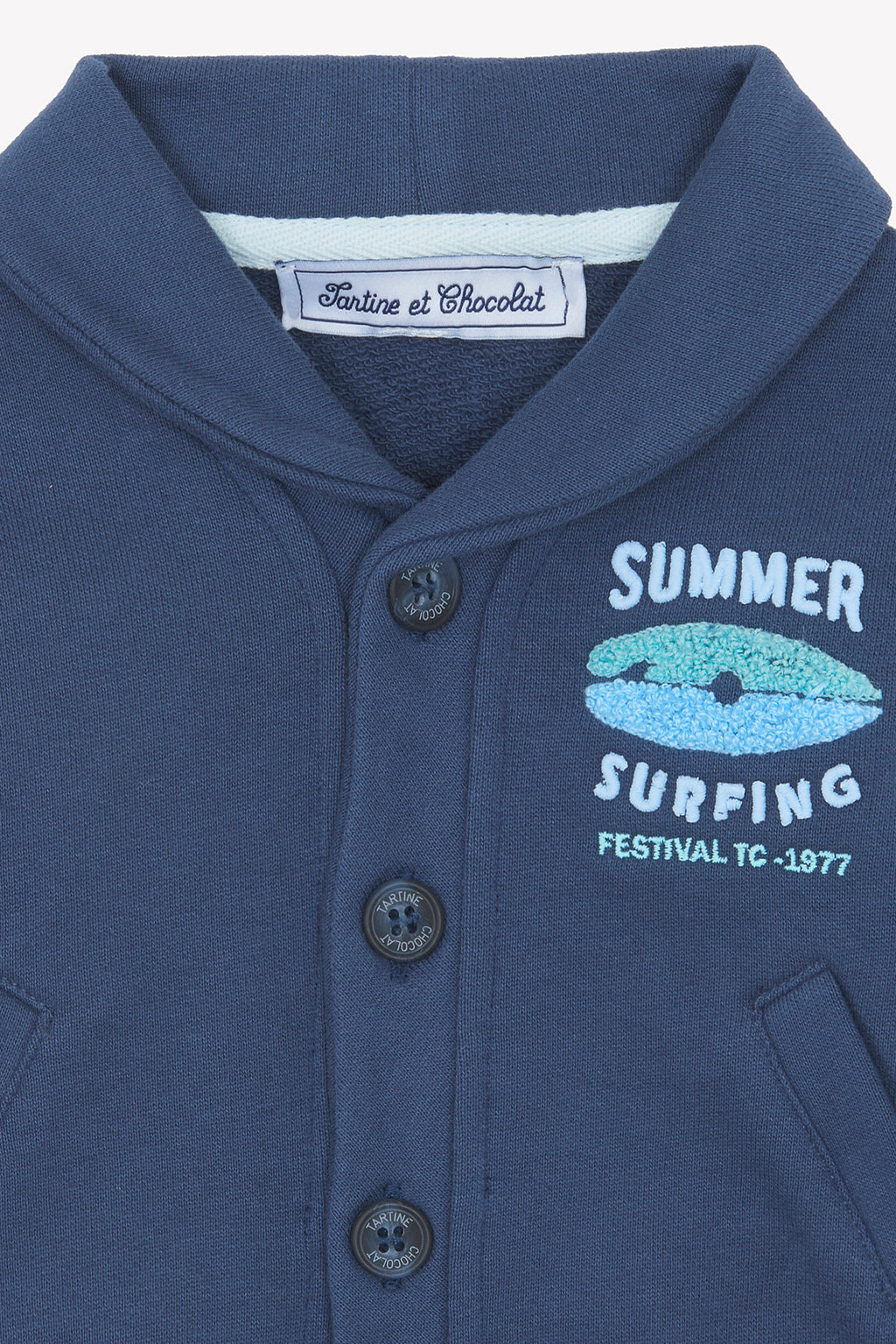 Cardigan - Navy Shawl collar Summer Surfing