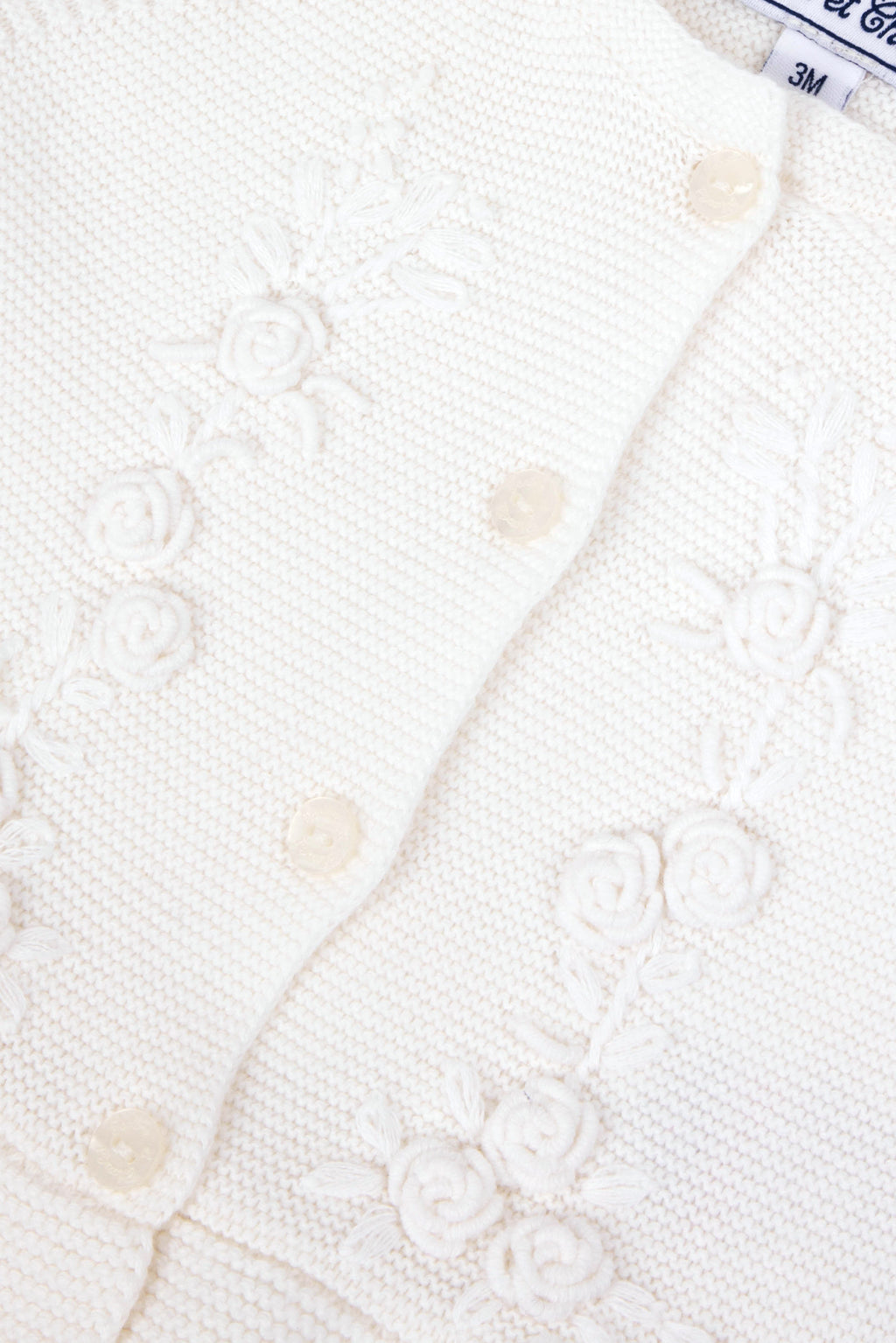 Cardigan - White Embrodery flowery