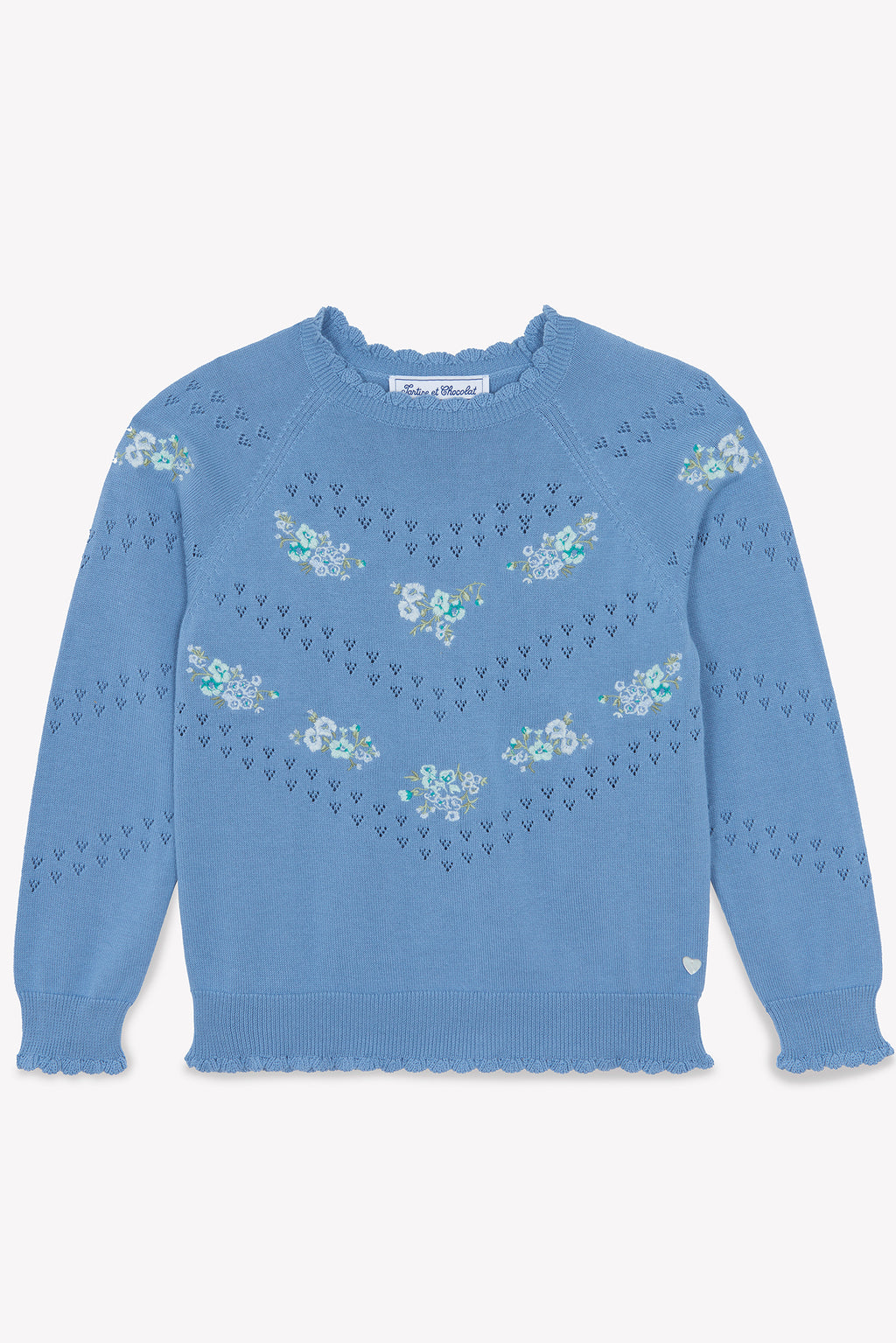 Sweater - Blue chambray Embrodery flowery