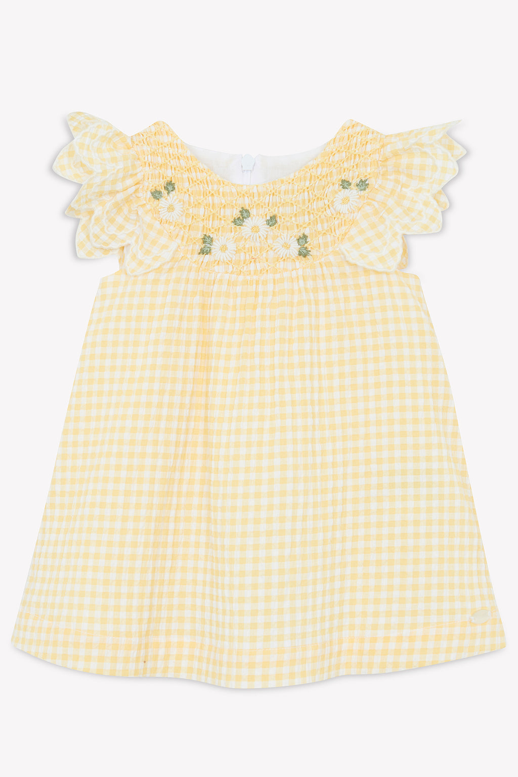 Kleid - Pollen Zweifarbiges Gingham Kittel Gestickt