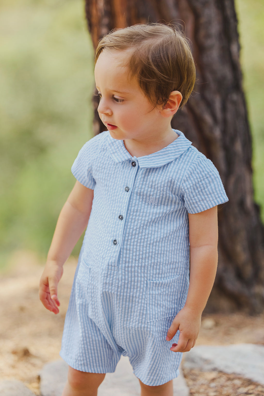 Jumpsuit short - Blue Greye Stripes