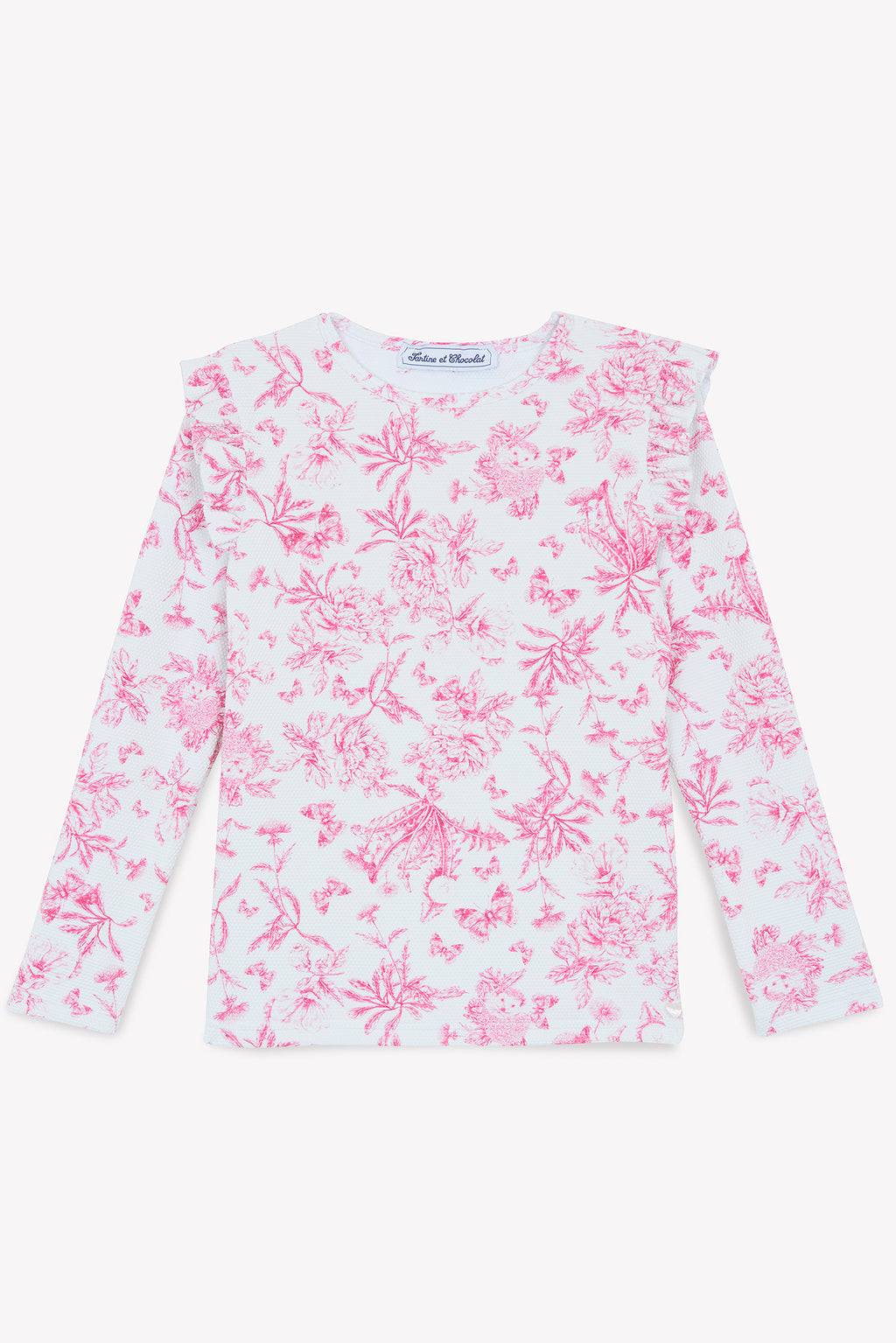 Bath T -Shirt - Rosa vivace Stampaispirazione Toile de Jouy