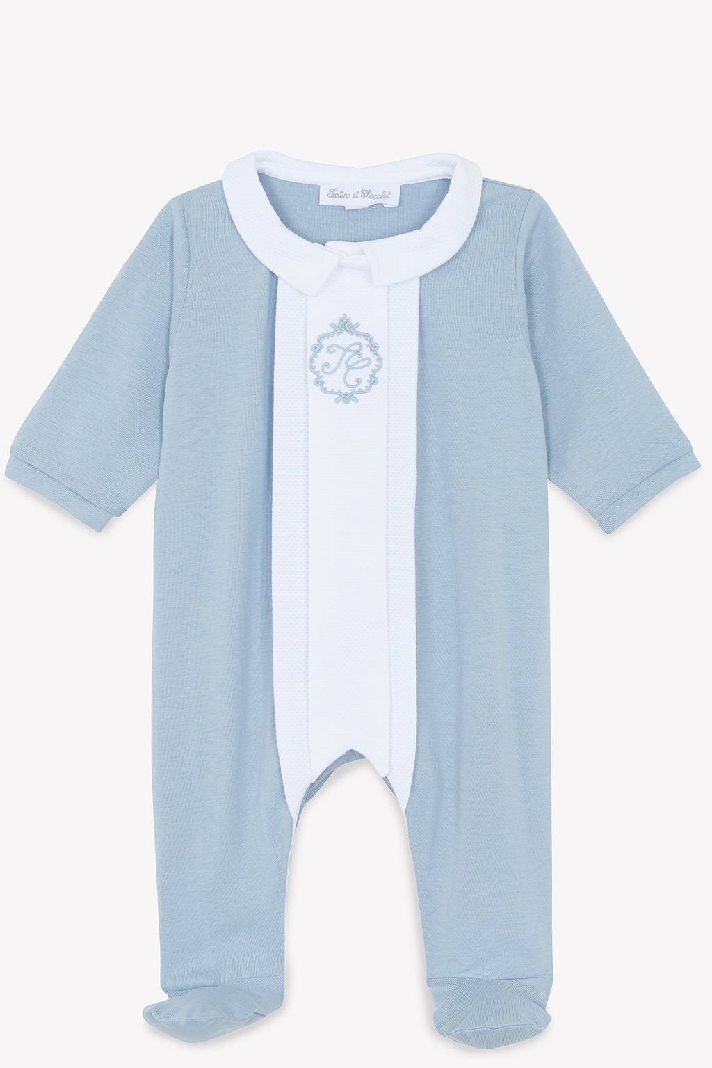 Pyjama - Leichte Blaubeere Stickerei TC Monogramm