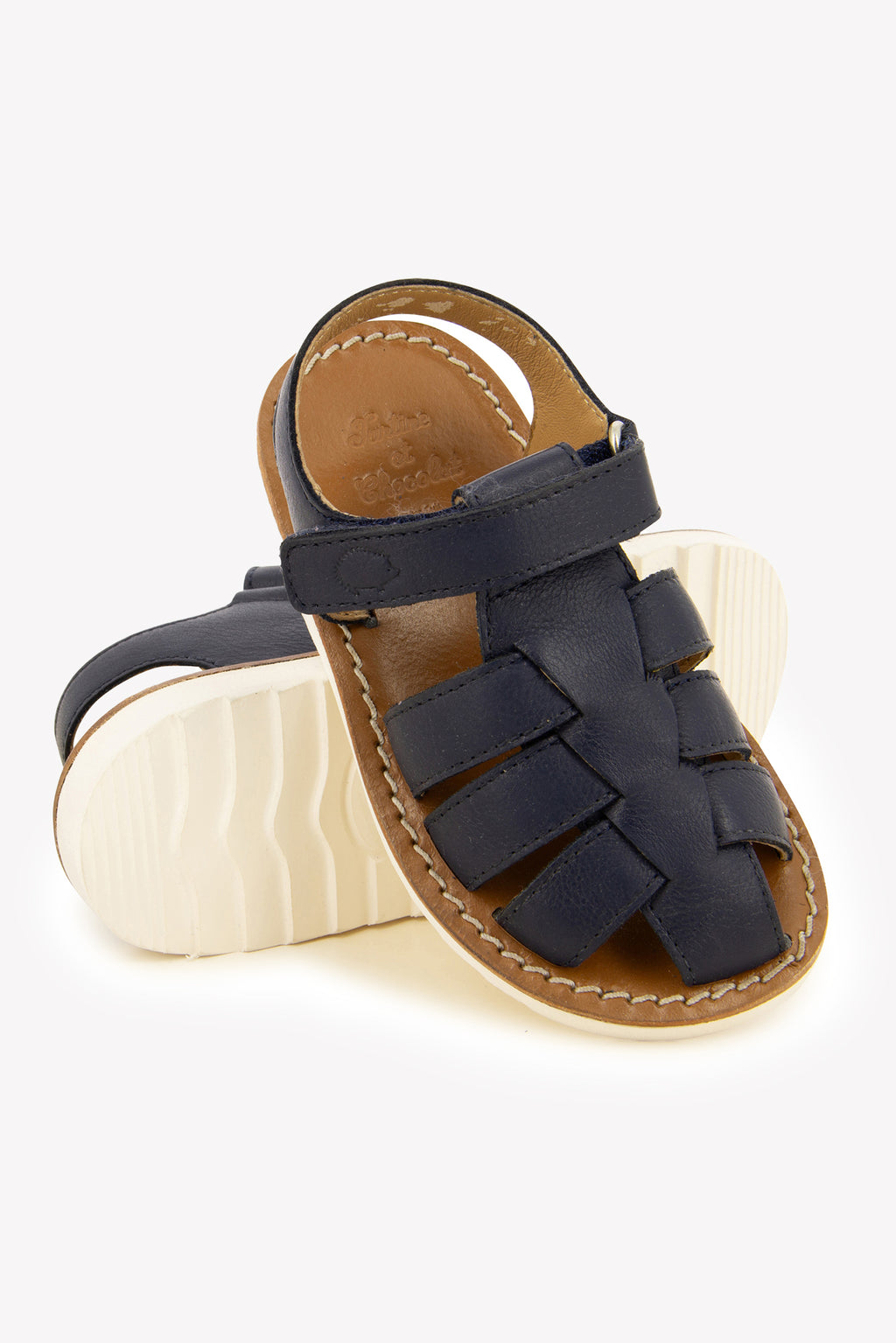 Sandalen - geflochtenes Leder Blau Marine