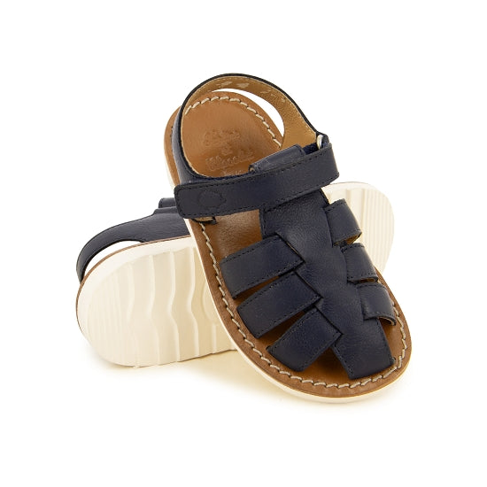 Sandales - Cuir tressé bleu navy