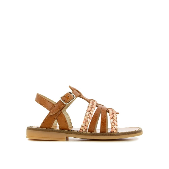 Sandales - Cuir camel tressage