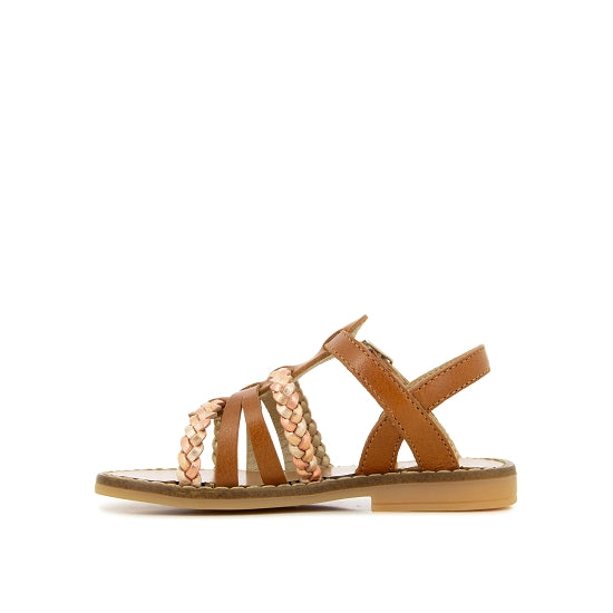 Sandales - Cuir camel tressage