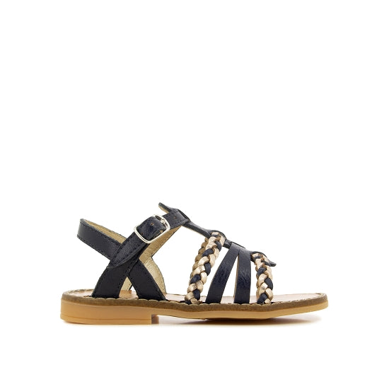 Sandales - Cuir bleu navy tressage