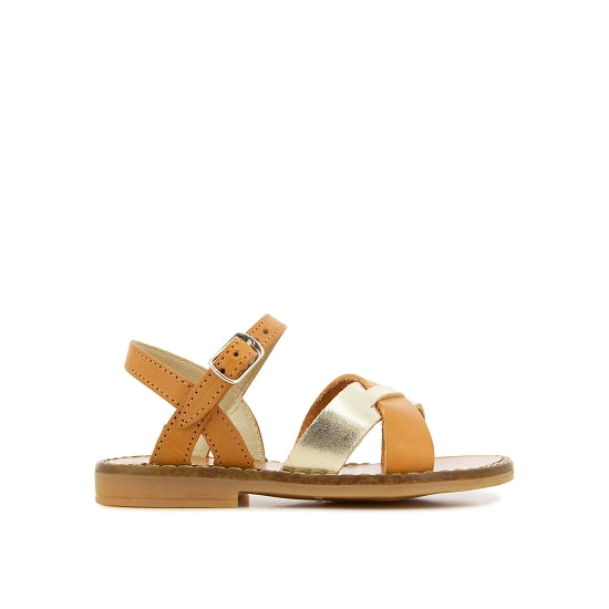 Sandales - Cuir camel et or