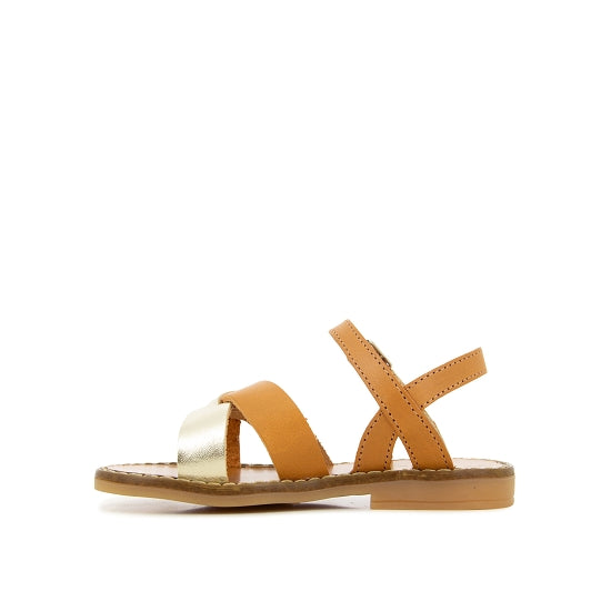 Sandales - Cuir camel et or