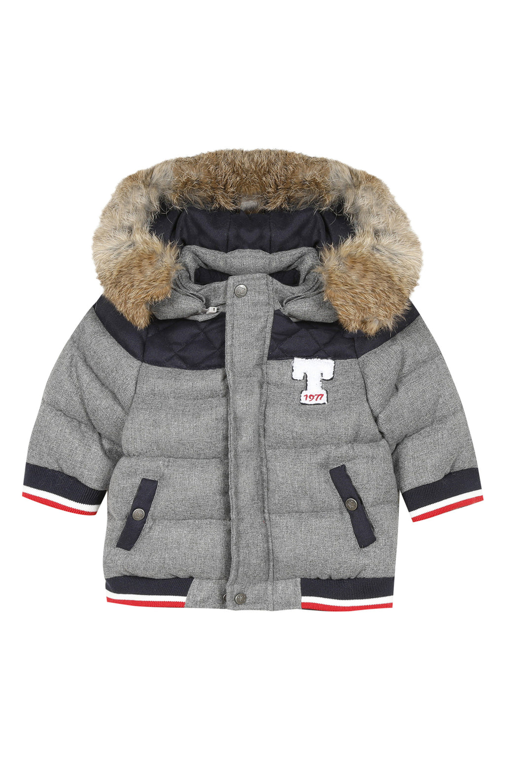 Geschwollene Jacke - Grau Dosen- Flanell