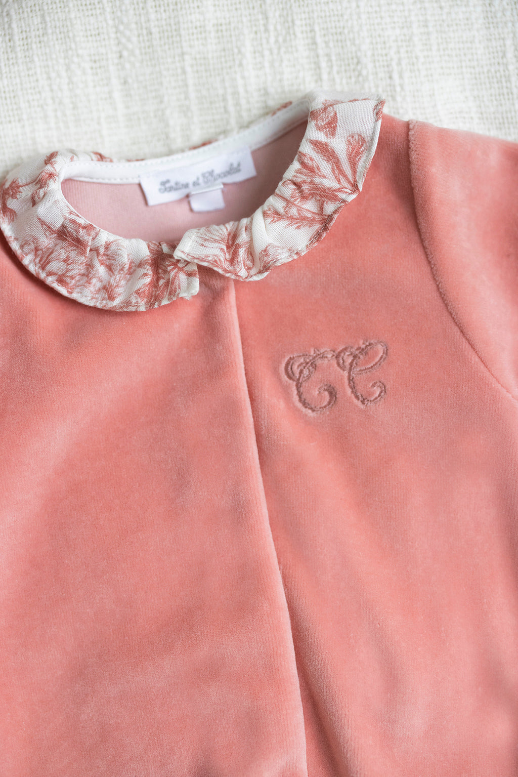 Pajamas - Pink in Velvet Print inspiration Toile de jouy