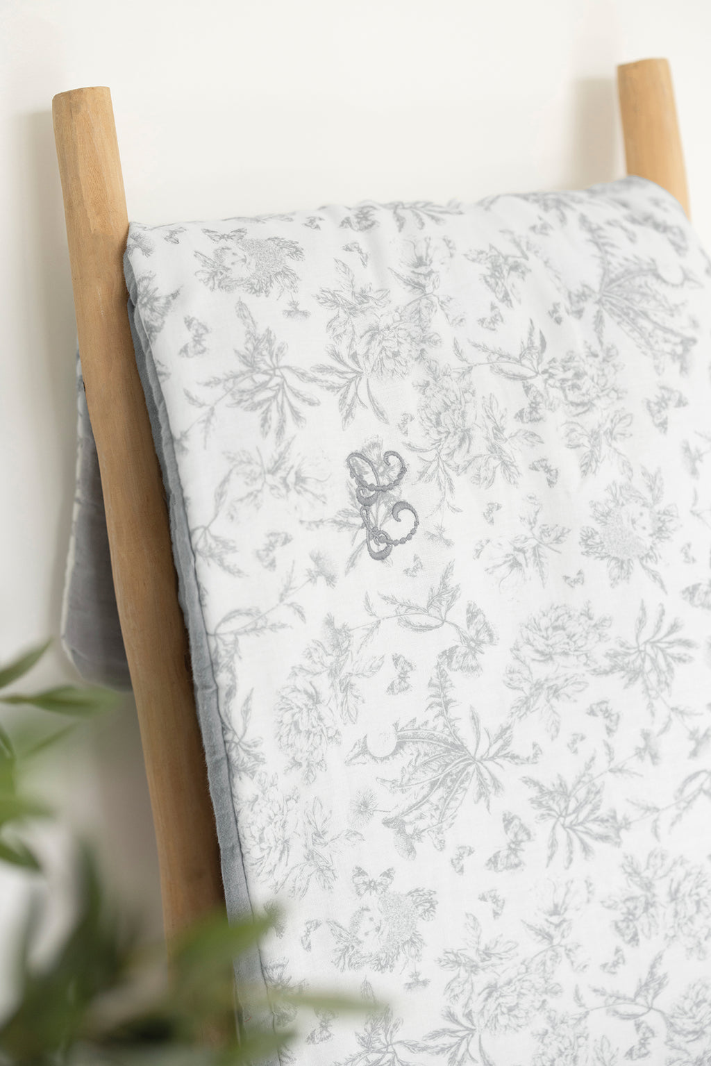 Coperta Reversibile - Stampaispirazione toile de jouy Grigio