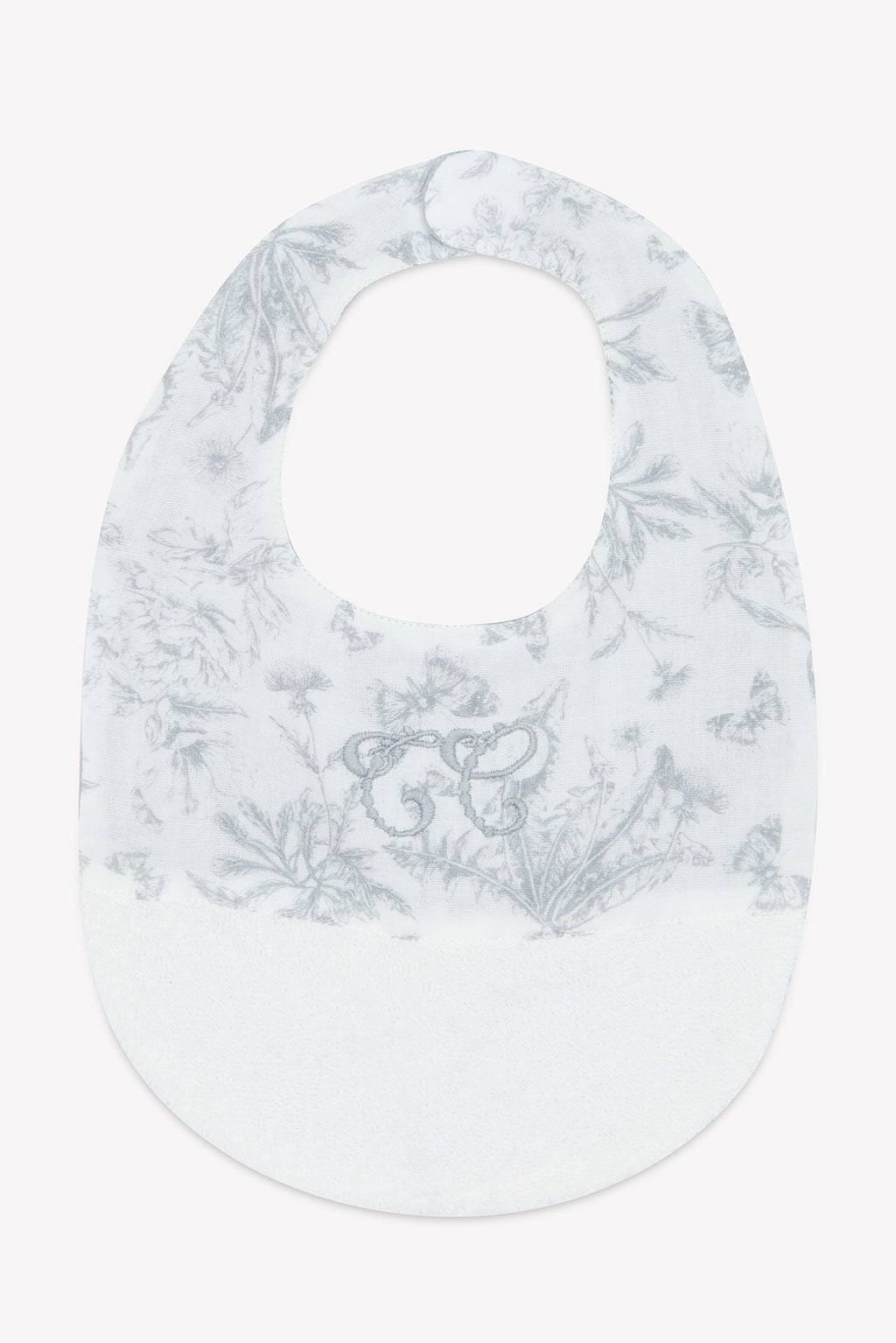 Bavoir - Imprimé inspiration toile de jouy gris T2