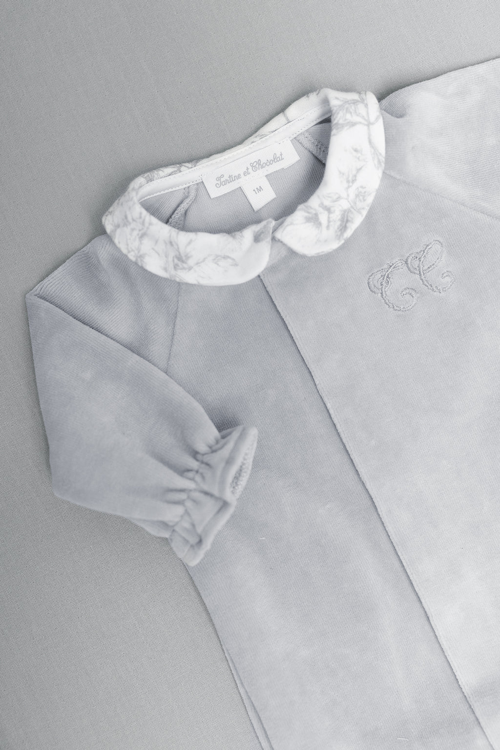 Pajamas - Grey in Velvet Print inspiration toile de jouy