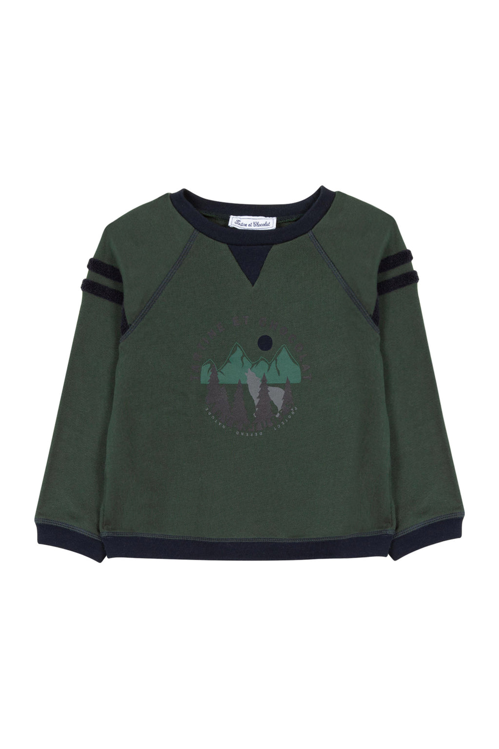 Sudadera - Verde Felpa Estampado montaña