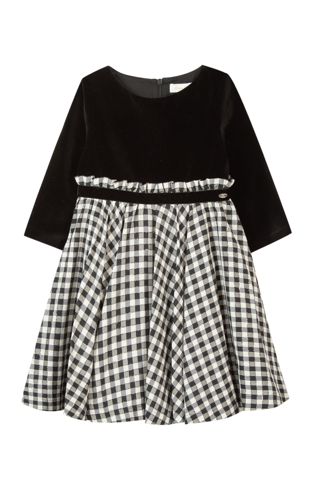 Dress - Black Velvet Two-tone gingham