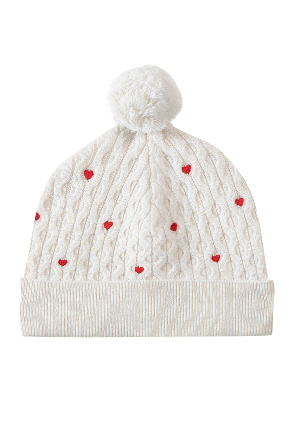 Beanie - Ecru Embrodery heart