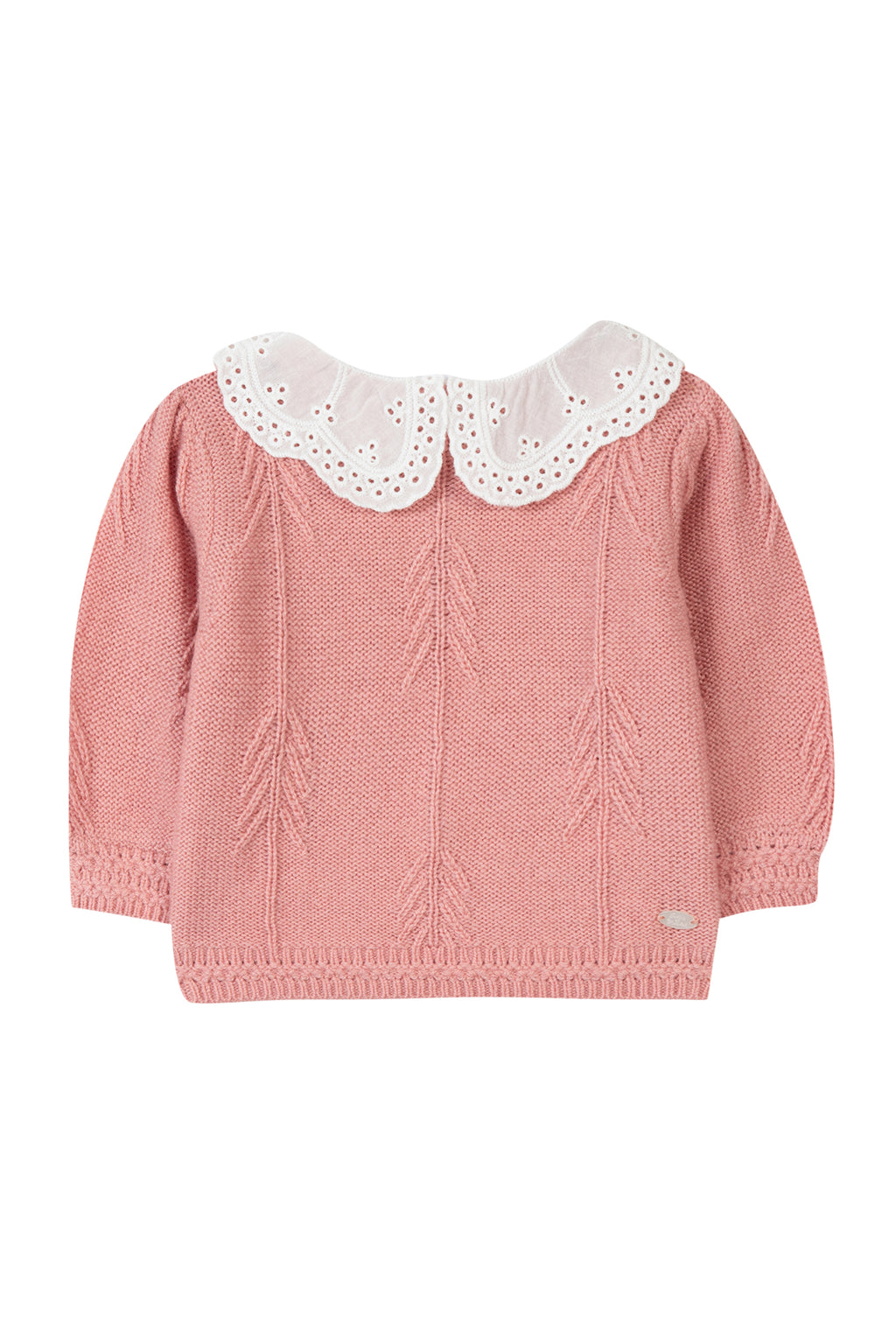 Pull - Vieux rose col broderie anglaise