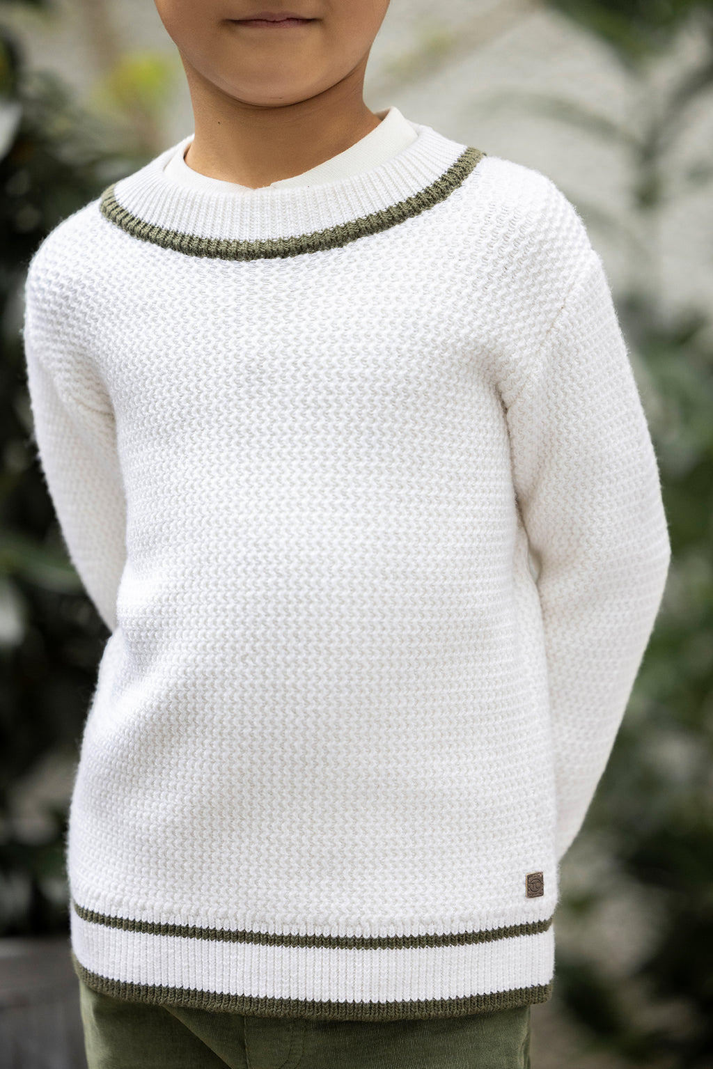 Sweater - Ecru knitting Round neck