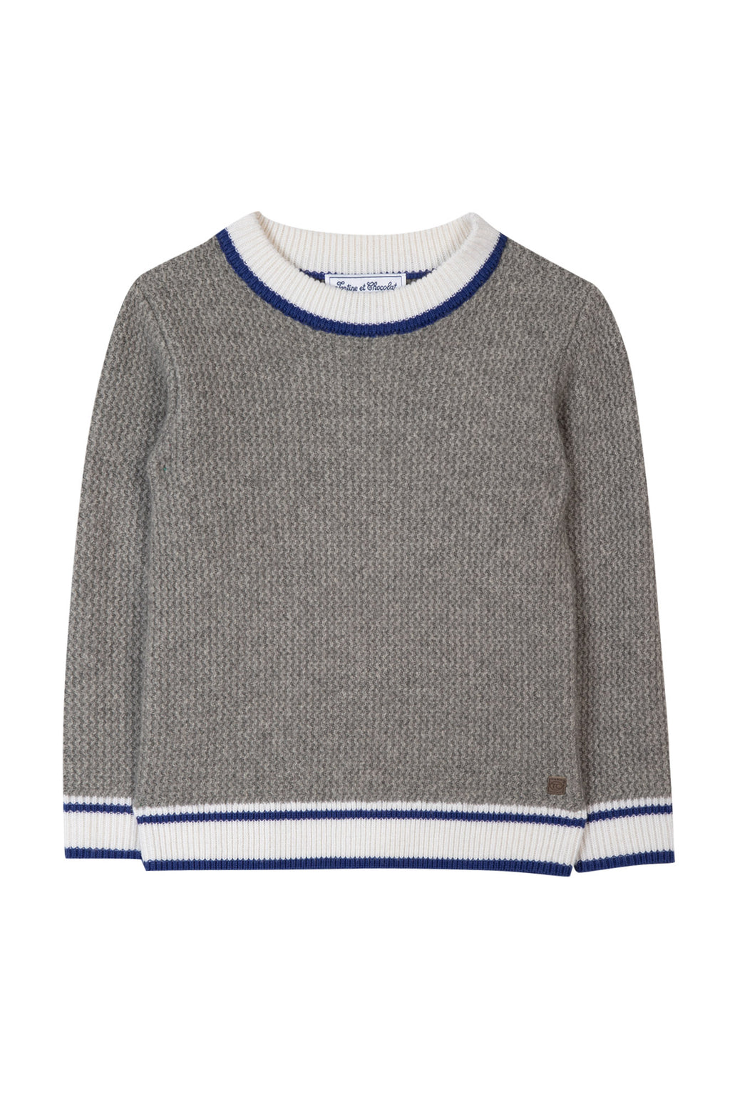 Pull - Gris tricot col rond