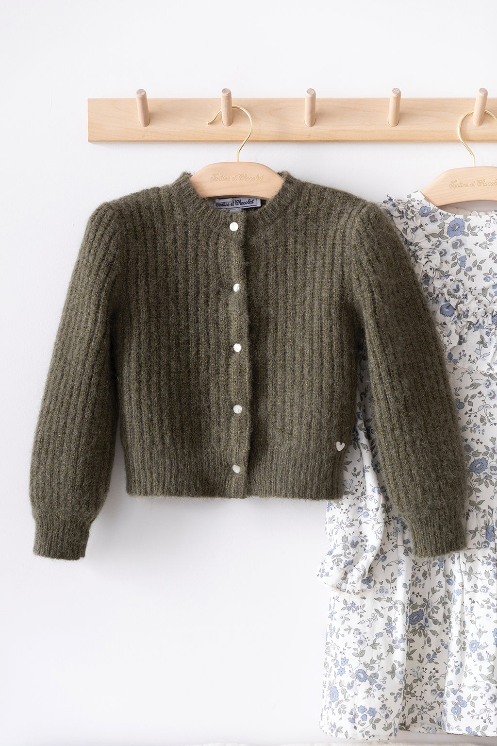 Cardigan - Kaki en mohair