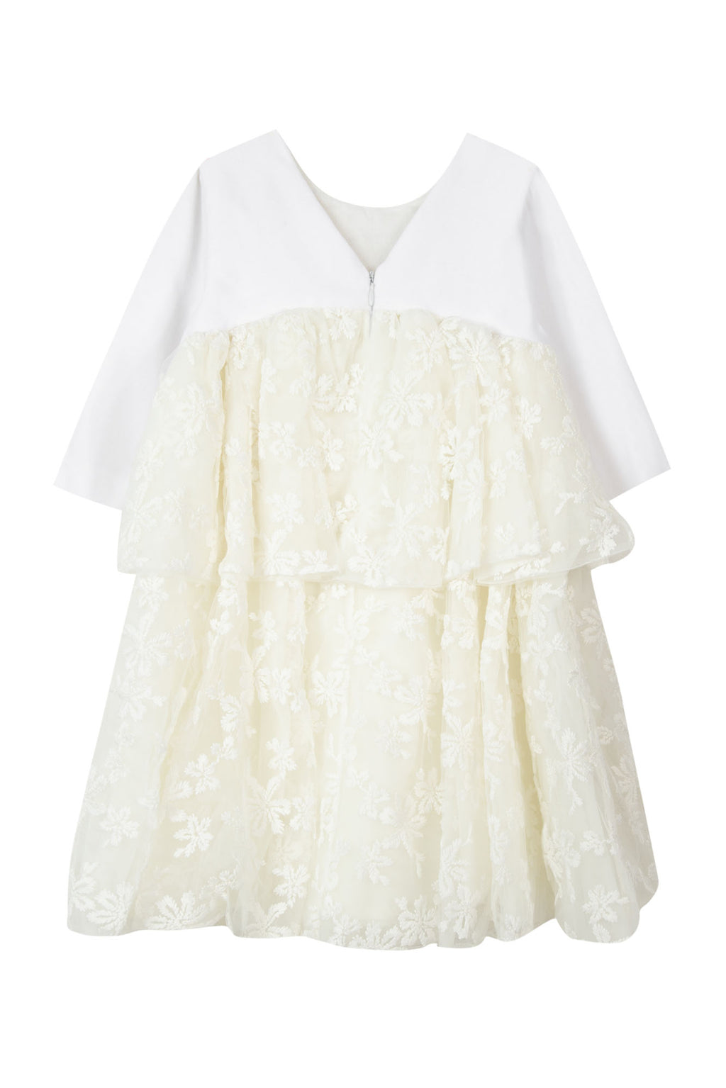 Dress - Ecru flowery tulle