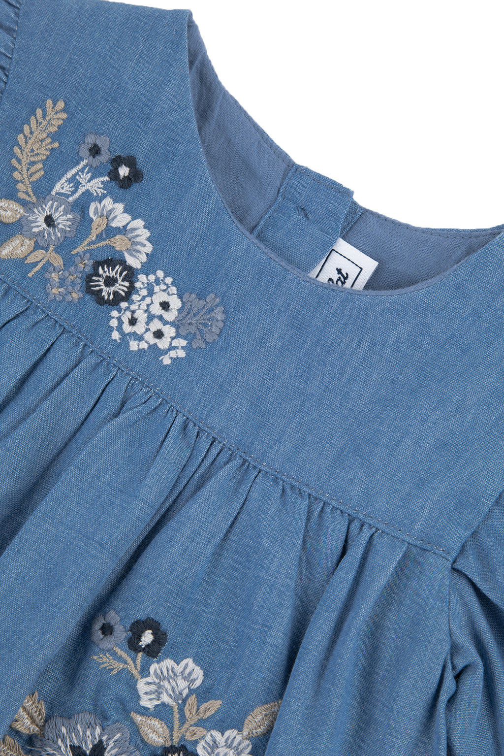 Kleid - Blau Stickerei blumig