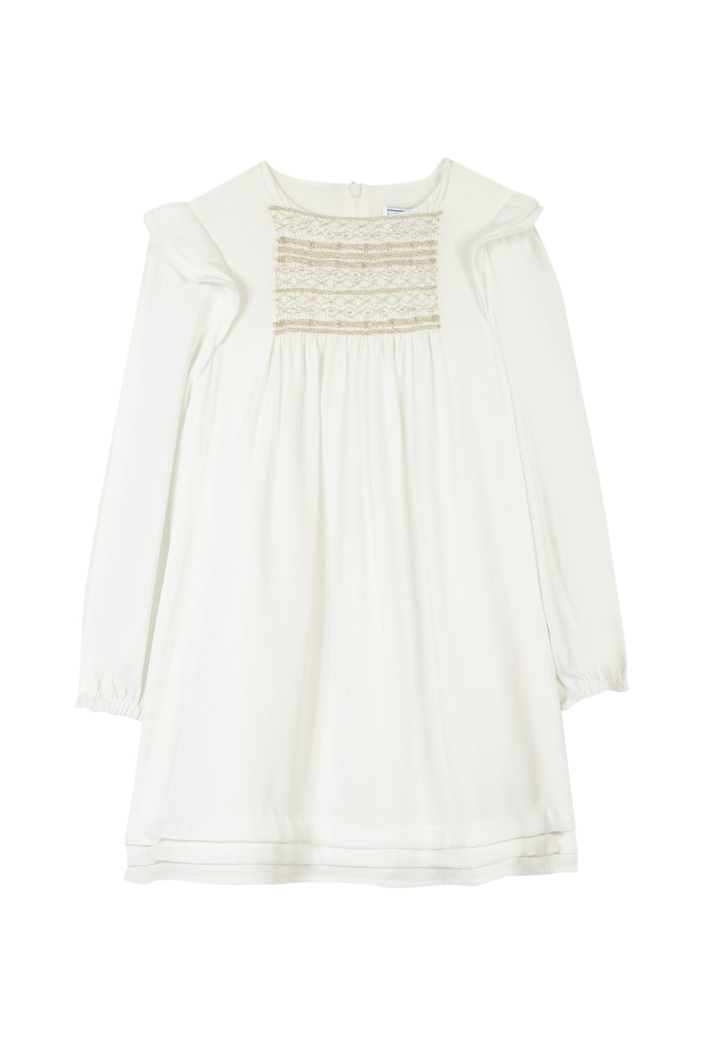 Dress - Ecru smock Embroidered