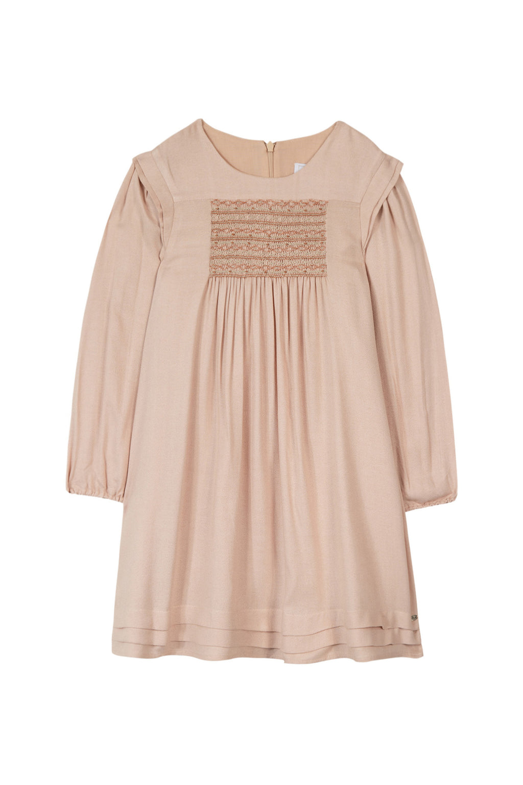 Dress - Pink smock Embroidered