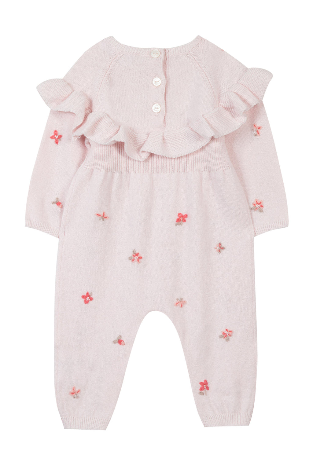 Jumpsuit long - Pale pink flowers Embroideredes