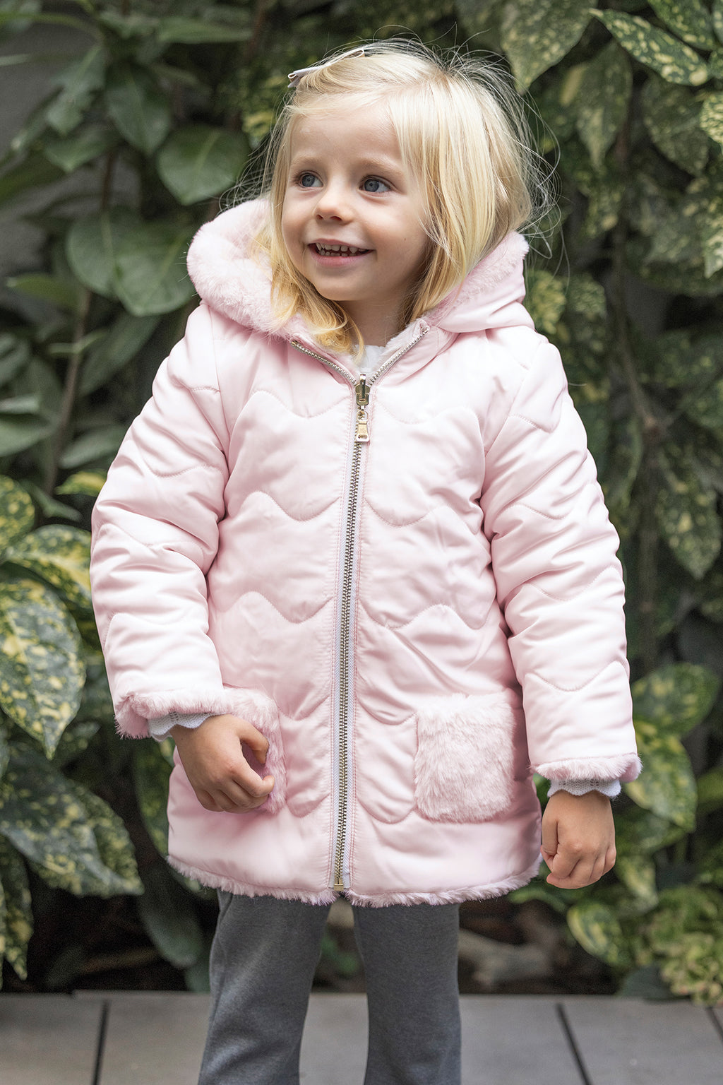 Geschwollene Jacke - Rosa Reversibler blass