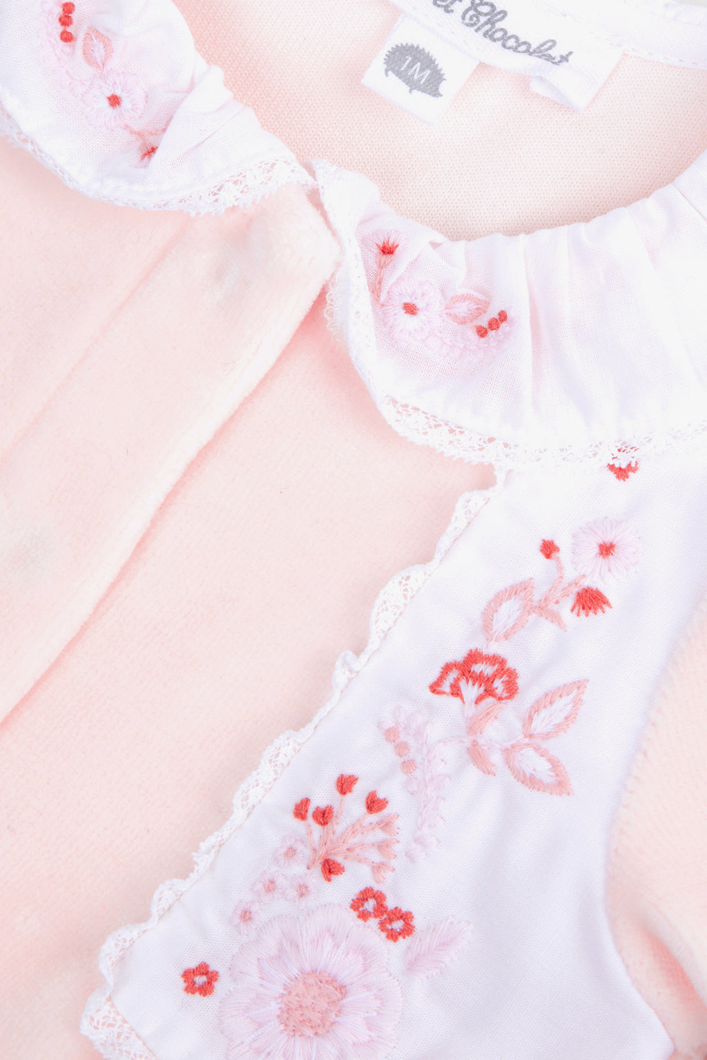 Pajamas - Pale pink Velvet Embrodery flowers