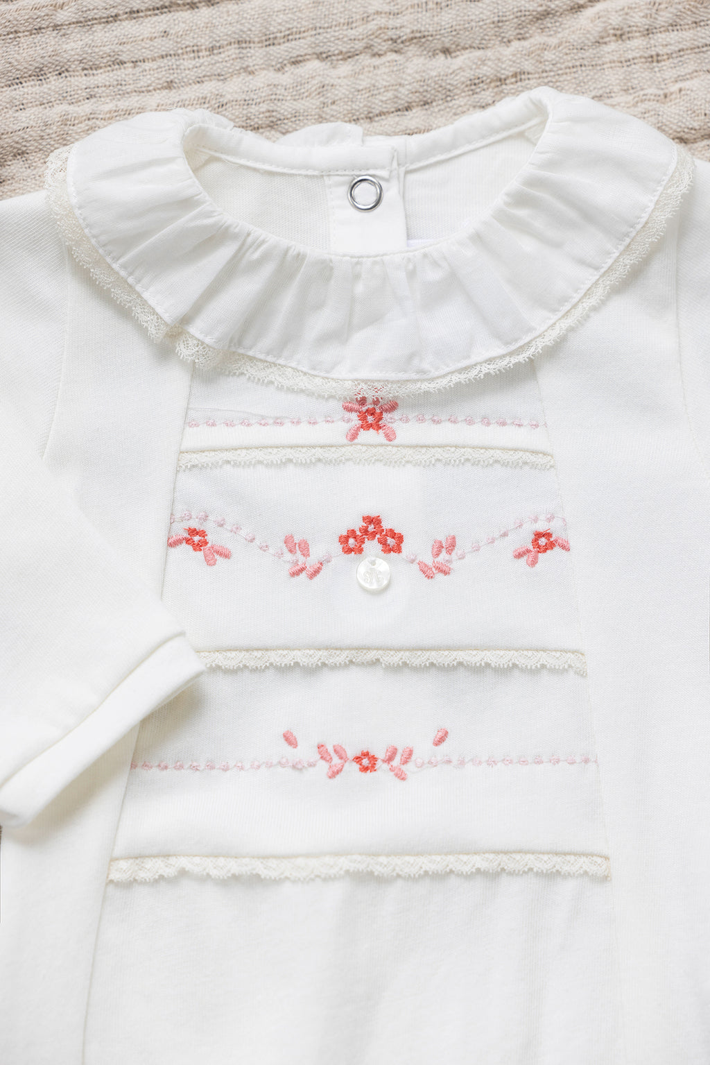 Pajamas - Ecru Embrodery Ruffled collar