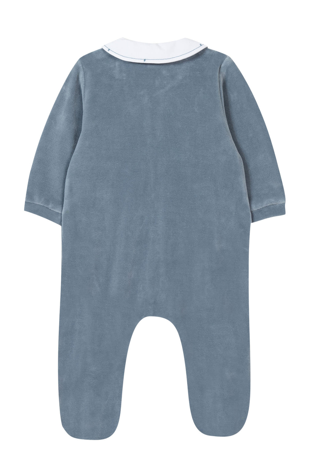 Pyjama - Blau Samt Plastron Gestickt