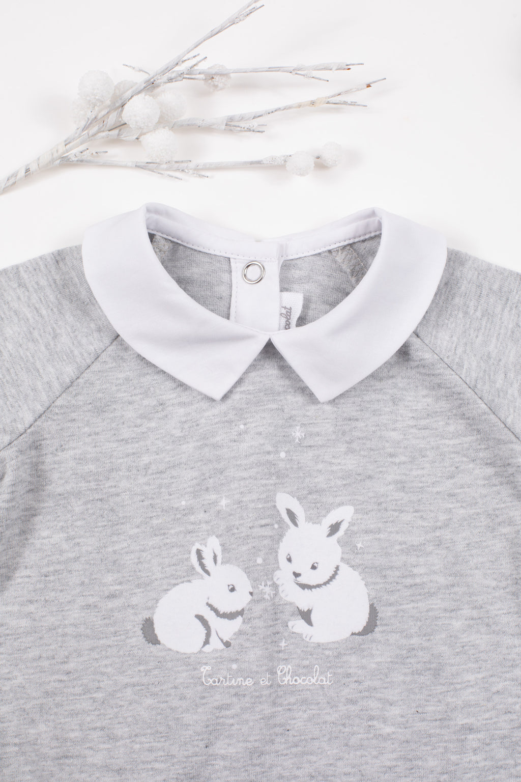 Pajamas - Grey cotton Illustration rabbit