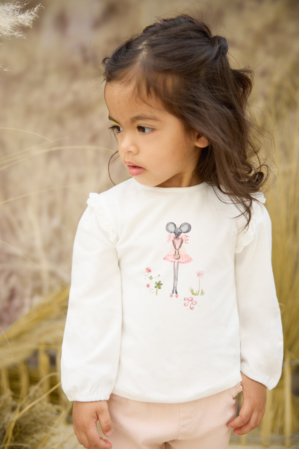 T-shirt - Ecru Flower little mouse