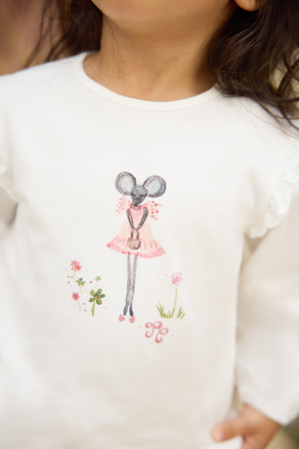 T-shirt - Ecru Flower little mouse